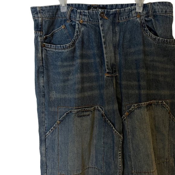 VINTAGE Sean John Blue Jeans Baggy Hip Hop Large Leg Pocket Cargo Mens 40 - Picture 11 of 11